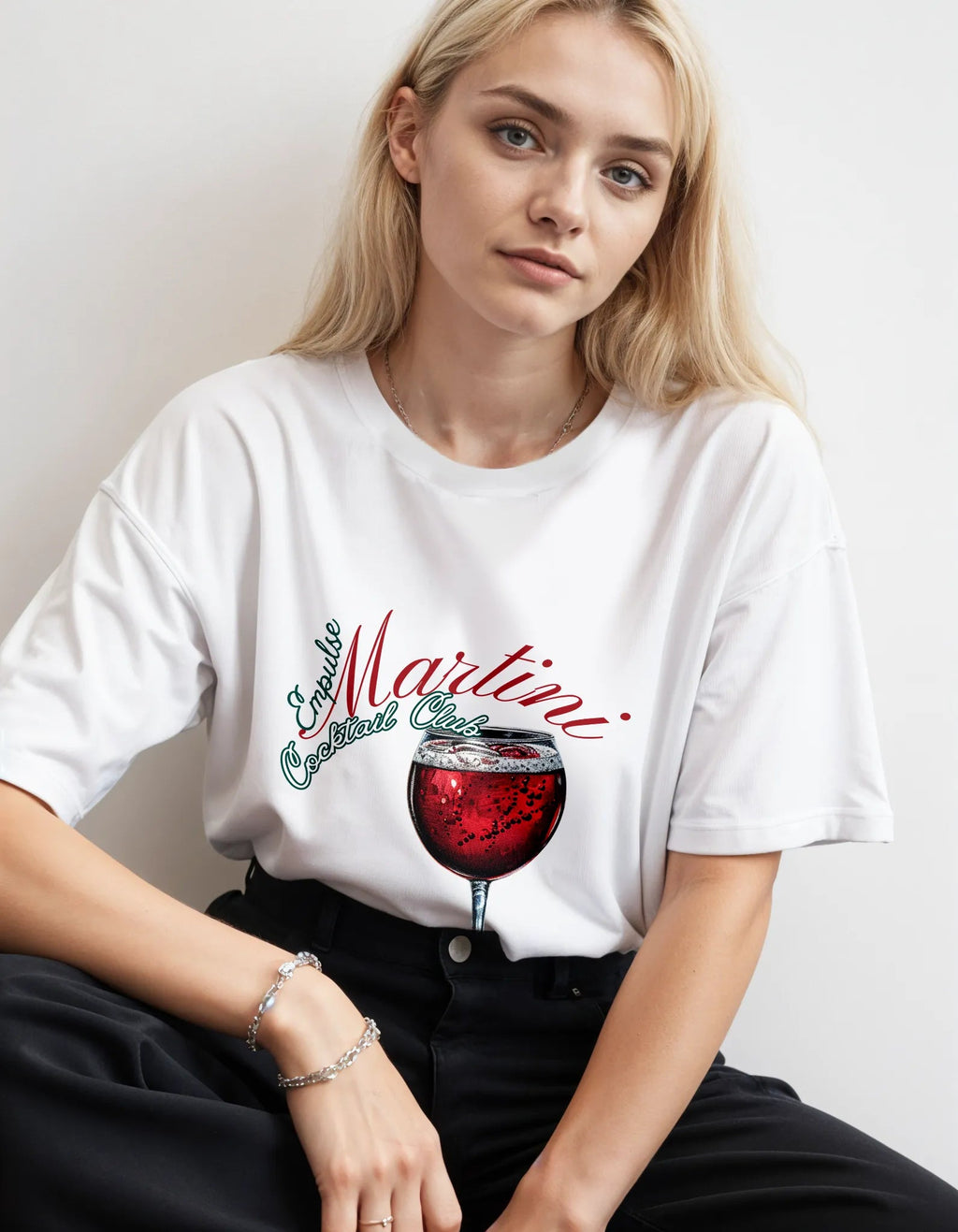 Martini Tshirt – White Martini Cocktail Club Sorona® Streetwear Tee | EMPULSE®