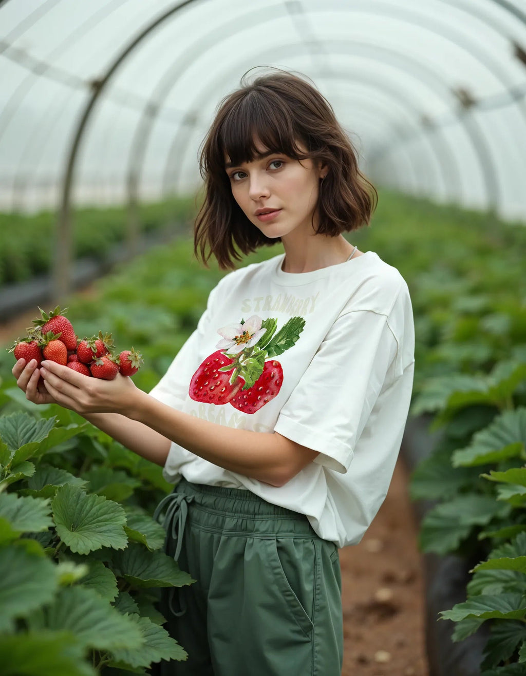 Strawberry Tee - White | Quick-Dry Cooling Streetwear T-shirt